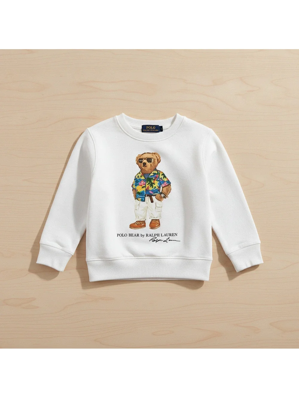 Polo Ralph Lauren Kids White Sweatshirt with Polo Bear Graphic Size 7